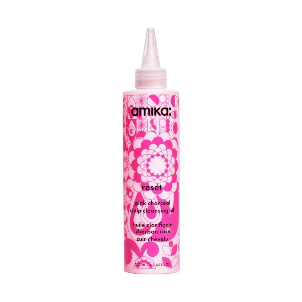 AMIKA  galvos odą valantis aliejus su rožiniu moliu ir anglimi – detox reset pink charcoal scalp cleansing oil
